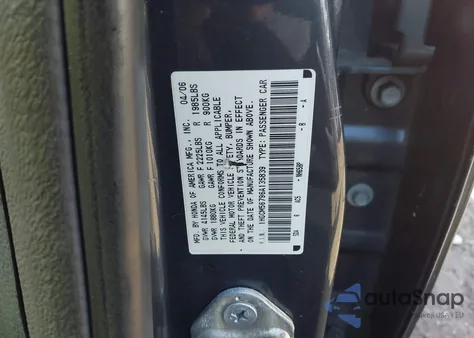 2006 Honda Accord 2.4 Ex из США, поврежденный, VIN 1HGCM56796A135839